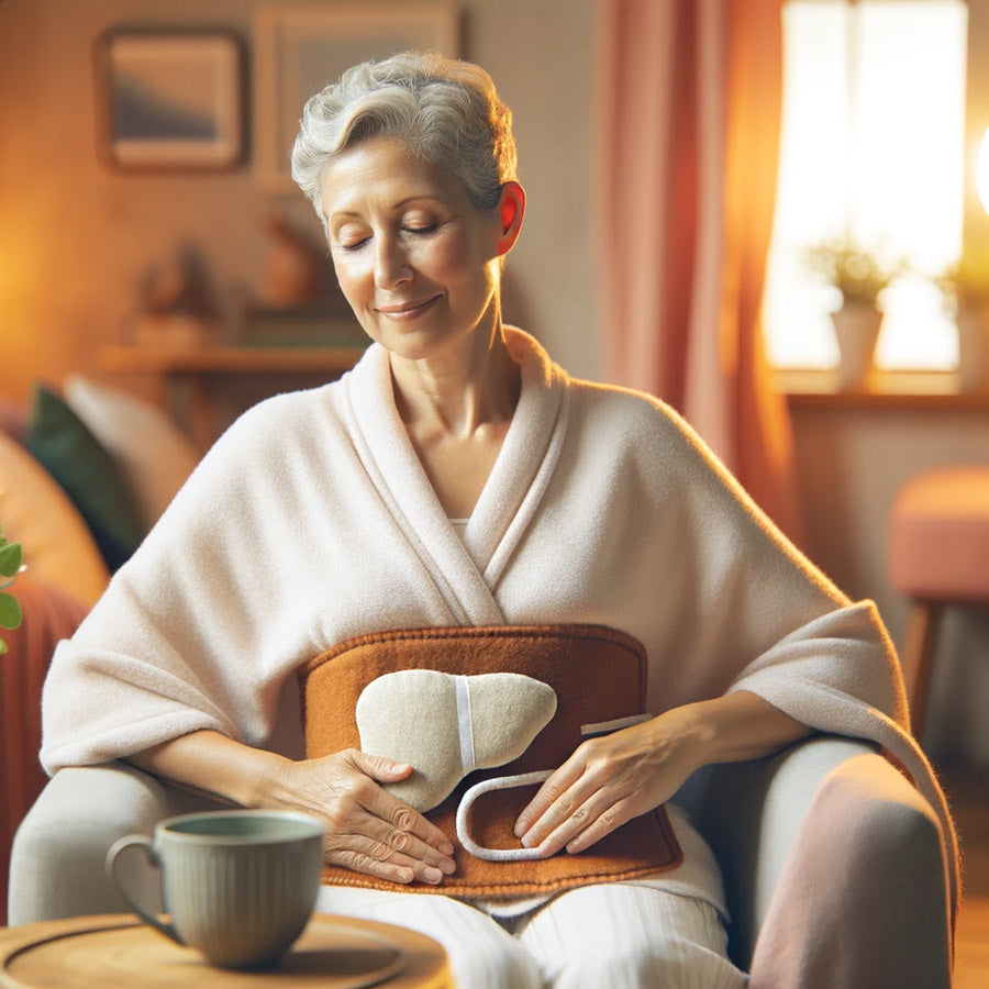 frau mit leberwickel
